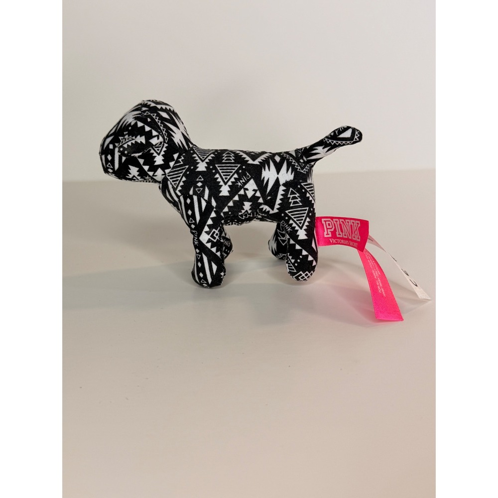 Victoria's Secret PINK Plush Dog Black White Geometric Tribal Aztec Print 2014